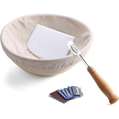 Bread Arc Curved Knife Bakers Blade Slashing Tool Wood Handle With 5Pcs Replacement Blades Dough Making Cutter Accessor