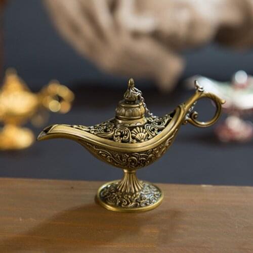 Metal Genie Lamp Light Wishing Teapot Retro Furnishing Articles Light Pot Decoration Home Ornaments Dropship