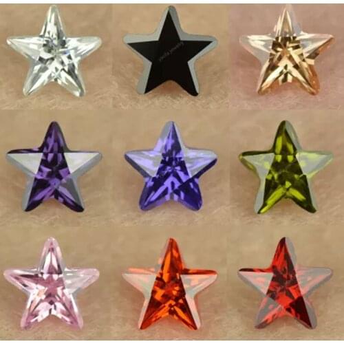 Wholesale 2*2~10*10mm 5A Five Pointed Star Shape Cut Cubic Zirconia Stone Multicolor Loose CZ Beads Synthetic Gems For Jewelry