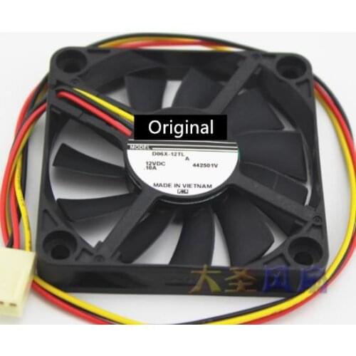 Original 100% working D06X-12TL 6010 12V 0.10A2 Balls Bearing Cooling fan with 3 Wires 3Pins 1 order