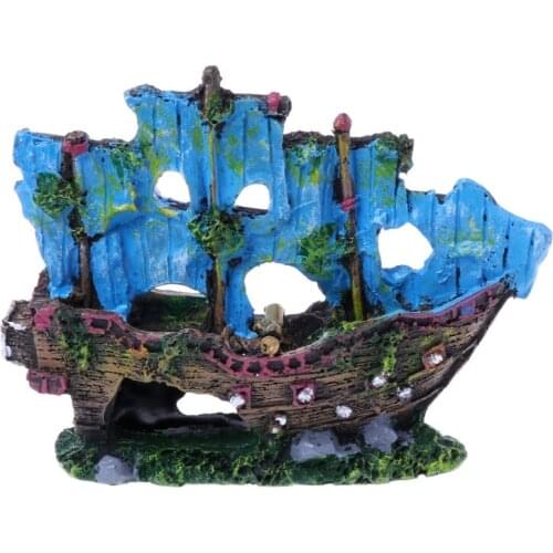 Aquarium Ornament Resin Sailing Boat Sunk Ship Fish Tank Aquarium Decoration