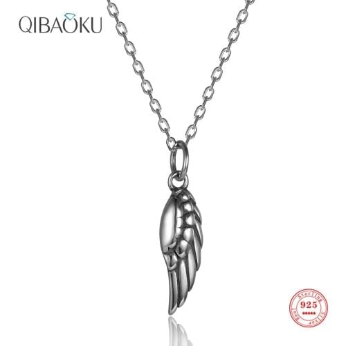 Sterling Silver 925 Necklace Feather Fashion Oxide Silver Pendant Necklace Exquisite Gift Fine Jewelry for Women