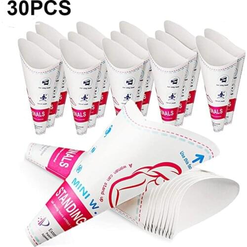 30PCS Paper Urinal Toilet Women Urination Device Urinal Funnel Outside Standing Pee Cup Waterproof Paper Standing Urinary Funnel