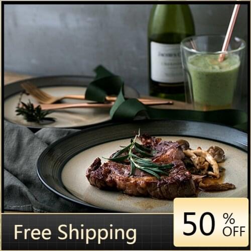 Dinnerware Vintage Dinner Plates Microwave Pasta Snack Breakfast Tray Round Kitchen Dishes Food Dessert Pratos Crockery HX50DP