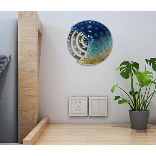 Rotatable Moon Phase Perpetual Calendar Silicone Mold for Resin Casting DIY Wall Hanging Calendar Epoxy Mould Decoration