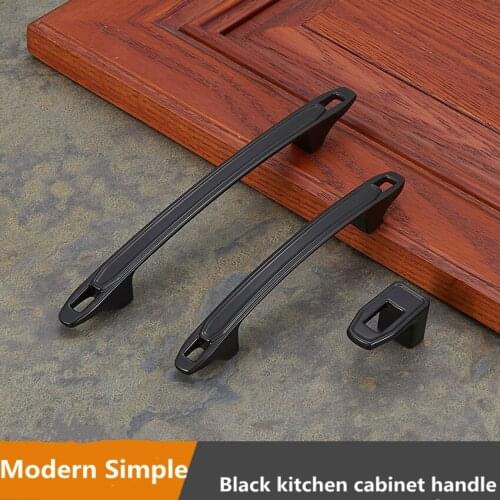 96mm 128mm Modern simple black kitchen cabinet cupboard door handle retro black dresser drawer knob 5" solid cabinet pulls