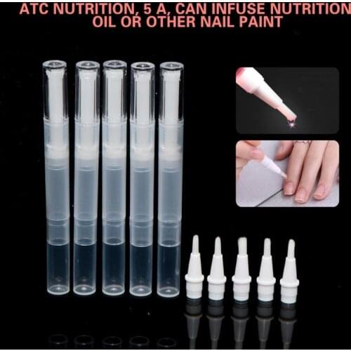 5PCS Nail Oil Empty Pen Botttle With Brush Applicator Portable Beauty Cosmetic Tool For Lip Gloss Nails Nutrition Oil Bottle 3ML