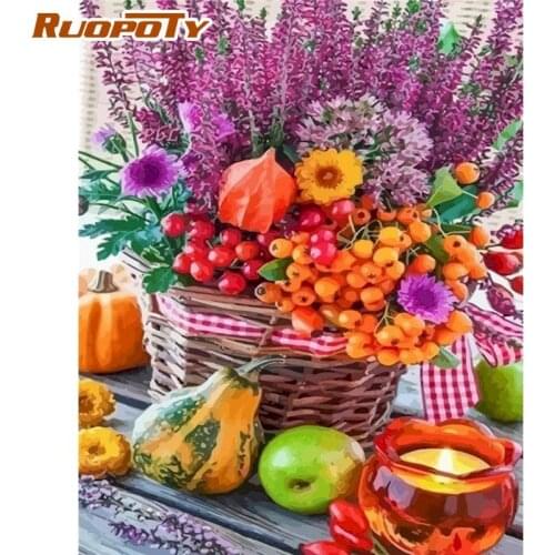 RUOPOTY Fruit Flower Oil Painting By Numbers For Adults Children 60x75cm Framed On Canvas HandPainted Home Decor Acrylic Picture