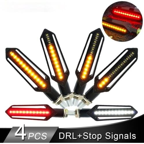 Motorcycle Turn Signals Tail Light LED Flowing Water Flashing Blinker Brake/Running Light DRL Flasher Tail Lamp for Honda