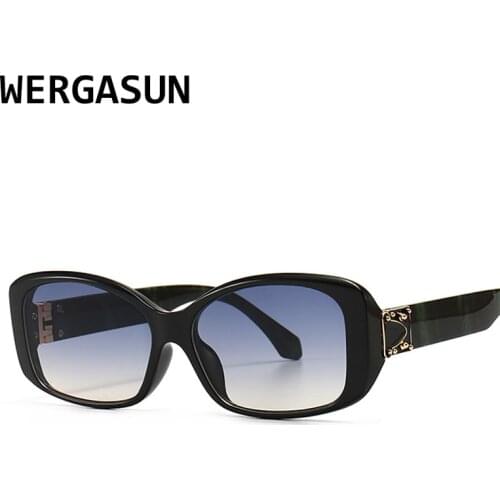 WERGASUN Square SunGlasses Women Luxury Brand Travel Small oval Sunglasses Men Women Vintage Retro Oculos Lunette De Soleil