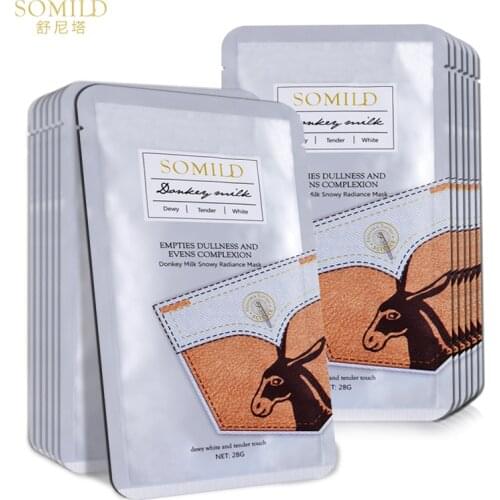 SOMILD Donkey Milk Snow White Facial Mask Anti Aging Brighten Whitening Sheet Mask Skin Moisturizing Hydrating Face Mask Korean