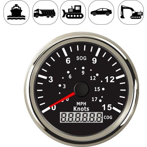 85mm Boat GPS Speedometer Speedo Gauge 15Knots 0-17MPH for Car Boat Yacht Vessel 3-3/8'' (85mm) 9-32V