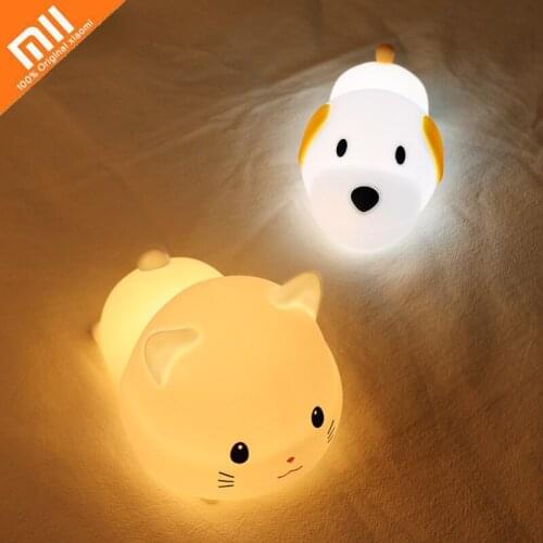 Xiaomi Cute LED Night Light Soft Silicone Touch Sensor Lamp Children Kids Gift Bedroom Room USB Charging Timing Touch Control