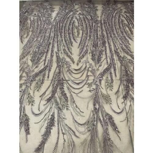 Embroidered Tulle Lace 5yard/lot with beads SYJ-218687 super Quality tulle Lace Fabric