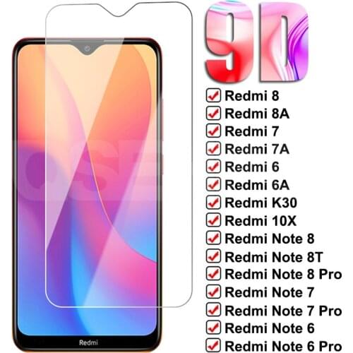 9D Protection Glass On the Redmi 8 8A 7 7A 6 6A K20 K30 10X Pro Screen Protector For Xiaomi Redmi Note 8T 8 7 6 Pro Glass Film