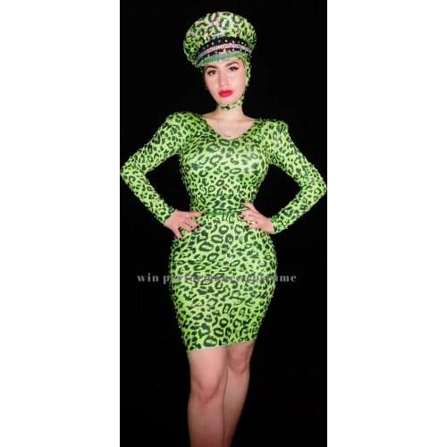 Green leopard print gogo dancer costume bodysuit jumpsuit sexsy bacherolette birthday outfit for woman Holiday revelry10247