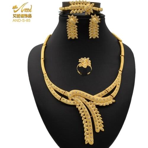 ANIID Big Necklace Jewelery Sets Women Fashion Earring Ethiopia Juwellery 24K Gold Ethiopian Luxury Accessories Ring Bracelet