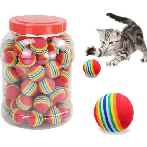1/2/5PCS Rainbow EVA Pet Toys Ball Interactive Cat Dog Play Chewing Rattle Scratch EVA Ball Training Balls Pet Toys Supplies