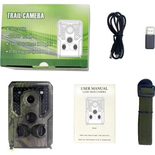 12MP 1080P HD Hunting Camera 120 Degrees Wide Angle Lens Night Vision Trail Camera Photo Traps IP56 Waterproof Wild Camera
