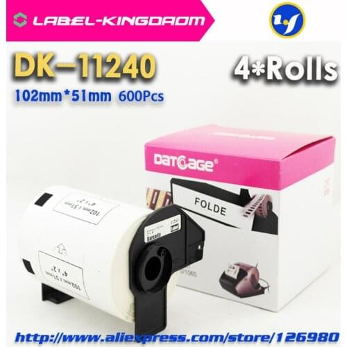 4 Rolls Generic DK-11240 Label 102*51mm 600Pcs Compatible for Brother Label Printer QL-1050/1060N All Come With Plastic Holder
