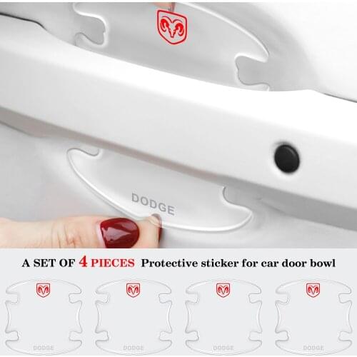4Pcs Car Sticker Invisible Transparent Door Handle Door Wrist Guard Film Scratch Protector For Dodge Ram 1500 Car Accessories