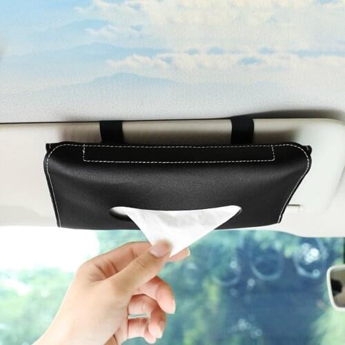 Car Sun Visor Leather Tissue Box Tissue Box Towel Sets Holder Auto Interior Storage Decoration Car Accessories Waterproof