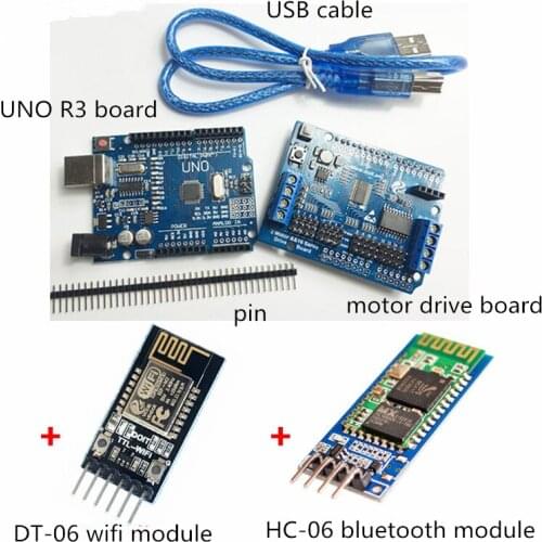 Wireless Wifi / Bluetooth Control Kit 2-Way Motor & 16-Way Servo Control Board RC Robot Tank Car Chassis Part DIY For Arduino