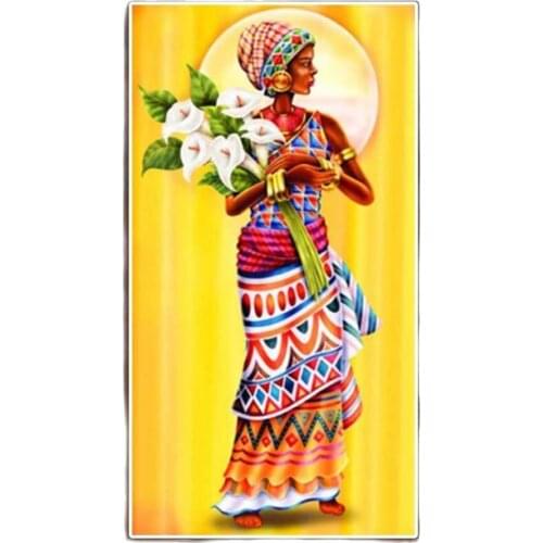 Large 5D Diamond Painting Africa Woman Diamond Embroidery Crystal Square Round Drill Cross Stitch Portrait Wall ArtsZP-4576