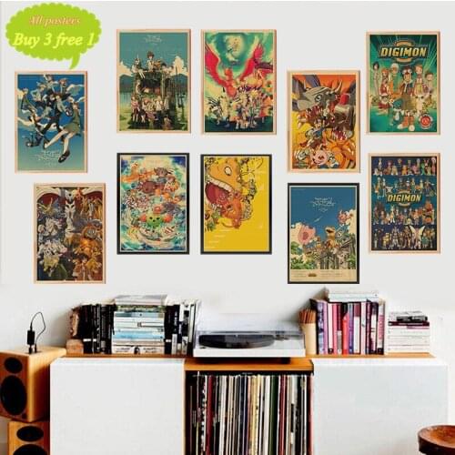 Digimons Digital Monster Kraft posters Popular Classic Japanese Anime Home Decor Poster Picture Print Wall Decor