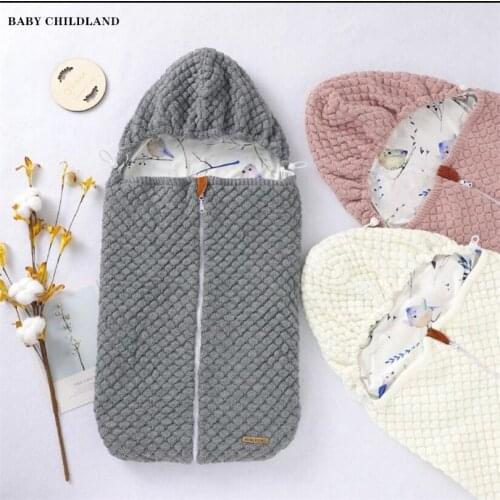 Baby Blanket Knitted Newborn Baby Swaddle Wrap Blankets Fleece Baby Envelope Blanket Baby Sleeping Bag Infant Baby Sleepsack