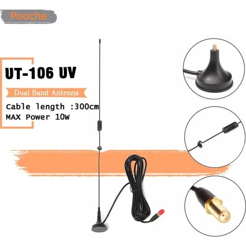 DIAMOND SMA-Female UT-106UV Car Magnetic Dual Band Antenna VHF UHF Radio UT-106 Antenna for Baofeng Ham Radio 888S UV5R UV82