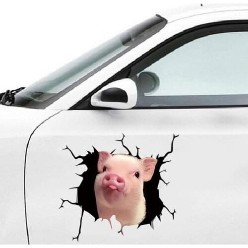 Creativity Car Sticker 30*30cm Pig Crack Sticker Car Sticker Funny Colorful Car Stickers For Auto Body Rear Automobile Decals