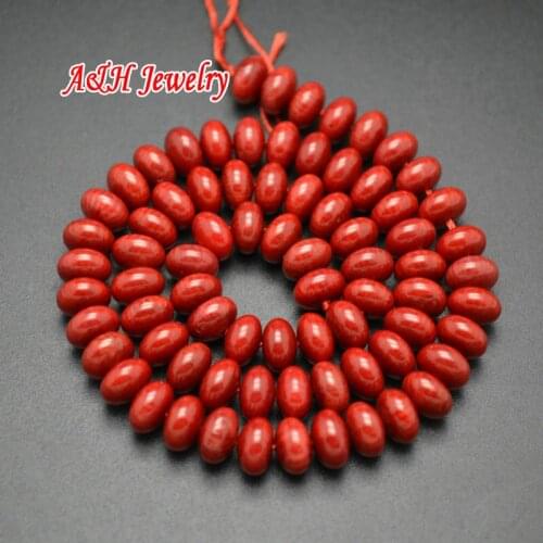 Perfect UFO Shape 5x8mm Red Color Natural Semi-precious Stone Roundel Strand Loose Beads For Jewelry Making Materials 2pc/lot