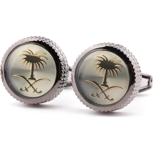 Round black paint Cufflinks for mens shirt