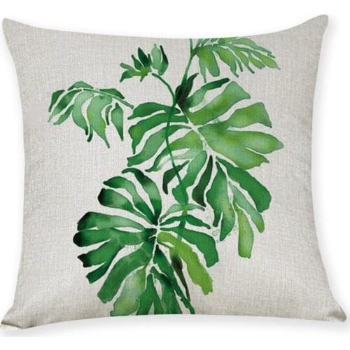 Oil Painting Plant Leaf Cotton Linen Throw Pillow Case Cover New Home Office Decorative