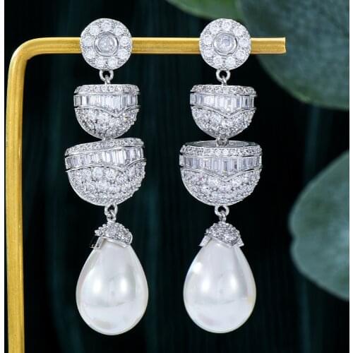 Missvikki Lolita style Luxury Pearl Drop Earrings For Women Bridal Wedding Party Daily Trendy Jewelry Accessories High Quality