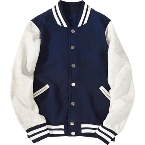 2021 New Arrival Spliced Brand Single Breasted Patchwork Short Style Rib Sleeve Bomber Jacket Men Cotton Casual Baseball Coat