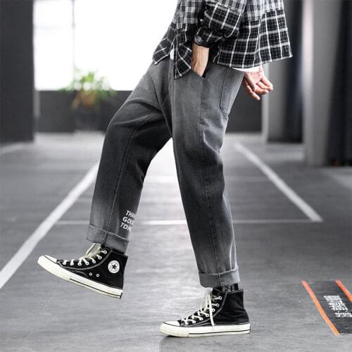 Men Gradient Color Washed Loose Casual Denim Pant Male Harajuku Streetwear Hip Hop Vintage Fashion Jeans Trousers