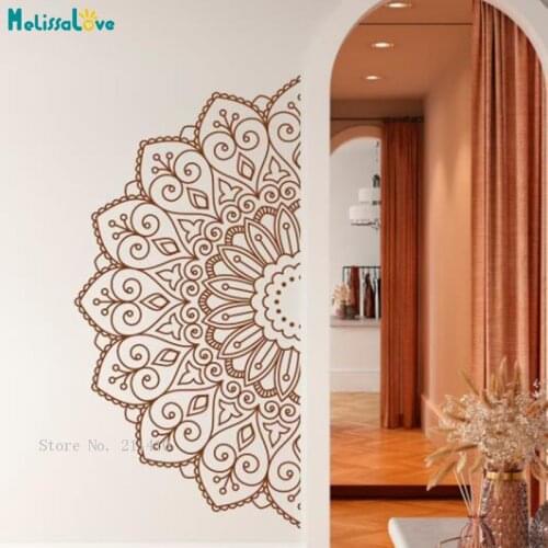 Half Mandala Wall Art Decals Headboard Sofa Background Decor Yoga Meditation Room Removable Sticker YT6328