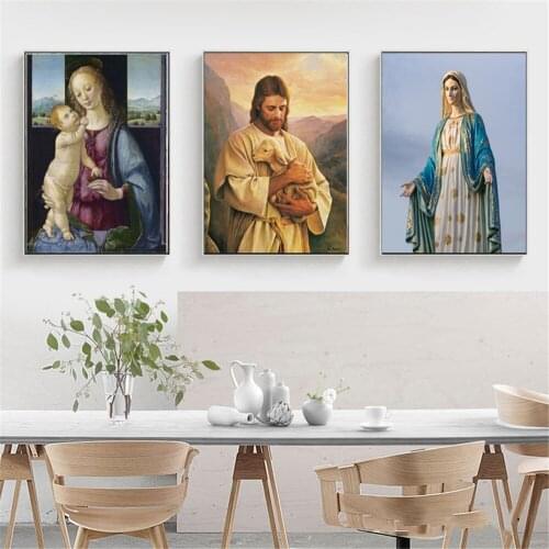 Unframed Wall Art Decor Poster And Prints Mary Christian Religious Abstract Nordic Canvas Painting Decorations For Home