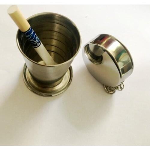 New Ashtray Portable Stretch Mini Stainless Steel Keychain Ashtray Round