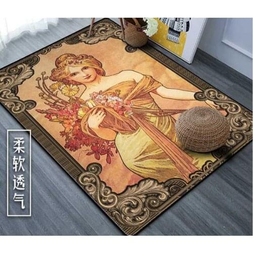 New Pastoral Alphonse Mucha Painting Door mat Rug Carpet Floor Bedroom Doormat Non-slip Mat Cartoon Gifts