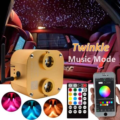 Twinkle Fiber Optic Lights Box Bluetooth APP Smartphone Control 20W RGBW 0.75mm 4m Fiber Optic Lights Star Ceiling Light Kit