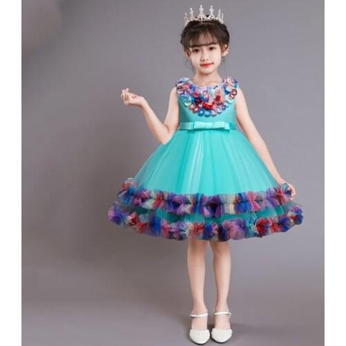 Girls Princess Dress Kids Elegant Wedding Prom Dresses Colorful Flower Girl Birthday Party Dress Children Evening Clothes 3 10Y