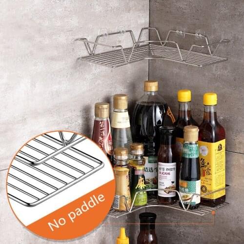 Stainless Steel Bathroom Shelf Kitchen Storage Rack Shower Wall Mount Shampoo Holder With Suction Cup Home Organizer Accessories