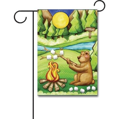 Custom Camping Bear Garden Flag 30*45 cm 12 x 18inches Polyester Double Sided Banner Without Flagpole Home Decoration Outdoor
