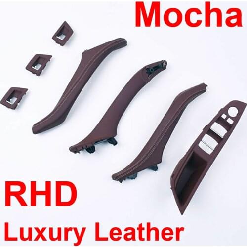 Luxury Leather Right Hand Drive RHD For BMW 5 series F10 F11 520 525 Mocha Car Interior Door Handle Inner Panel Pull Trim Cover