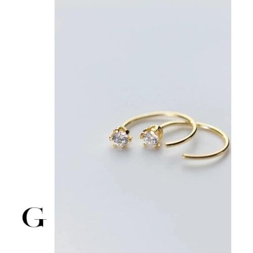 GHIDBK 925 Sterling Silver Tiny Crystal Cartilage Earrings for Women Minimalist CZ Helix Piercing Earrings Small Huggie Ear Cuff