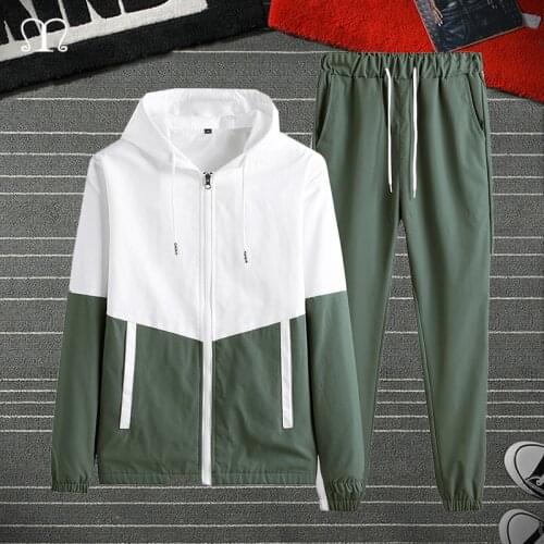 New Mens Set Spring Autumn Man Sportswear Two Pieces Sets Sports Suit Jacket+Pant Sweatsuit Male Tracksuit Plus Size 3XL 4XL