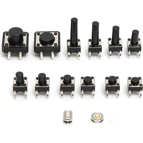 140pcs 6x6mm Panel PCB Momentary Tactile Tact Mini Push Button Switch DIP 4pin 6x6x4.3-17MM 3 x 6 x 2.5mm 4x4x1.5mm 12x12x5/8